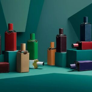 Bouteille de parfums colorées Hermes