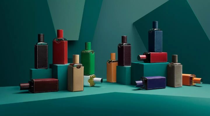 Bouteille de parfums colorées Hermes